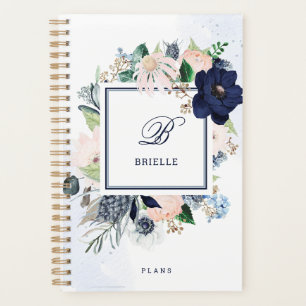 Navy und Blush Name und Monogramm Planer