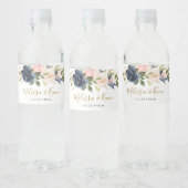 Navy und Blush Wasserflaschenetikett (Flaschen)