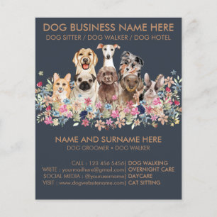 Navy und Brown Dog Sitting Service Pet Groomer Flyer