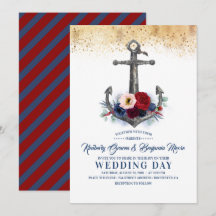 Navy und Burgund Floral Anchor Nautical Wedding