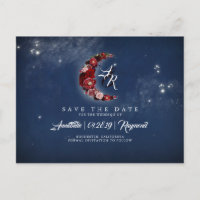 Navy und Burgund Floral Celestial Save the Date