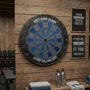 Navy und Charcoal Grit Over Glory Motivierend Dartscheibe