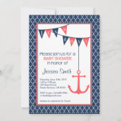 Navy und Coral Baby Shower Einladung Nautic (Vorderseite)