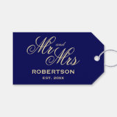 Navy und Creme Farbe Mr. und Mrs. Geschenkanhänger (Vorderseite (Horizontal))