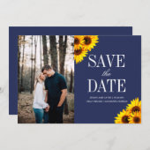 Navy- und Gelbblüten Save the Date (Vorne/Hinten)