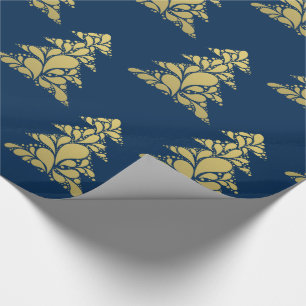 Navy und Gold Abstrakte Weihnachtsbaummuster Geschenkpapier