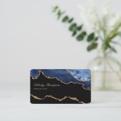 Navy und Gold Achat Edelstein QR-Code Visitenkarte (Stehend Vorderseite)