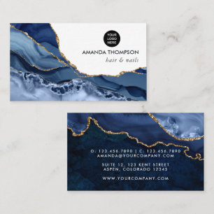 Navy und Gold Achat Edelstein Visitenkarte