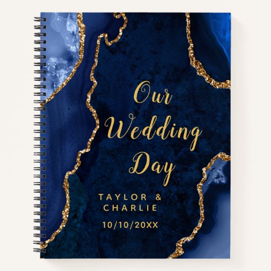 Navy- und Gold-Achat-Hochzeitsplaner Notizblock (Vorderseite)