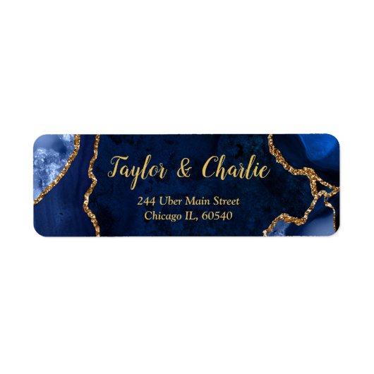 Navy und Gold Achat-Marmor-Hochzeit (Vorne)