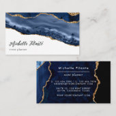 Navy und Gold Agate Business Card Visitenkarte (Vorne/Hinten)