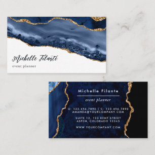 Navy und Gold Agate Business Card Visitenkarte