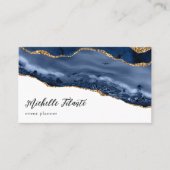 Navy und Gold Agate Business Card Visitenkarte (Vorderseite)