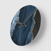 Navy und Gold Agate Luxe Elegant Runde Wanduhr (Winkel)