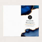 Navy und Gold Agate Wertvoll Stone Corporate Visitenkarten (Außenseite Aufgefaltet)