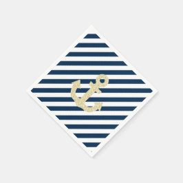 Navy und Gold Anchor Napkins Serviette