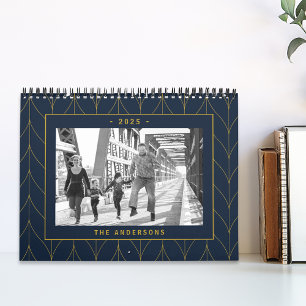 Navy- und Gold-Art-Déco-Foto 2025 Kalender