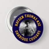 Navy und Gold Athlete Name Jersey Number Foto Button (Vorne & Hinten)