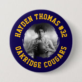 Navy und Gold Athlete Name Jersey Number Foto Button (Vorderseite)