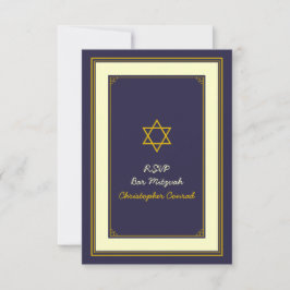 Navy und Gold Bar Mitzvah Response Card RSVP Karte