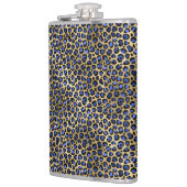 Navy und Gold Cheetah Print Flachmann (Links)