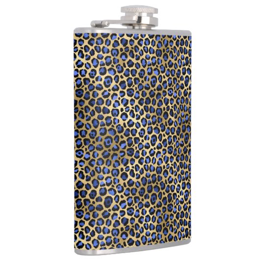 Navy und Gold Cheetah Print Flachmann (Rechts)