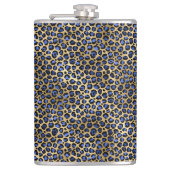 Navy und Gold Cheetah Print Flachmann (Vorderseite)