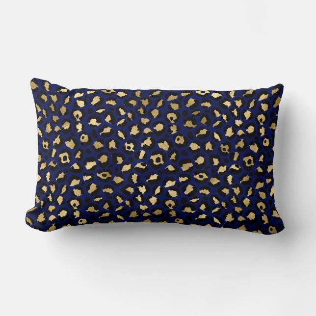 Navy und Gold Cheetah Print Lendenkissen (Vorderseite)