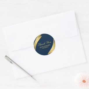 Navy und Gold Chic Elegant Geburtstags-Dankeschön Runder Aufkleber