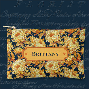 Navy und Gold Chrysantheme Zubehörtasche
