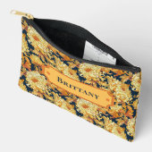Navy und Gold Chrysantheme Zubehörtasche (Offen)