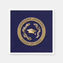 Navy und Gold Class of 2024 Graduation Party Serviette