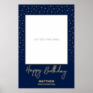Navy- und Gold-Erwachsener-Birthday-Fotorahmen-Pro Poster