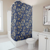 Navy und Gold Floral Muster Duschvorhang (Beispiel)