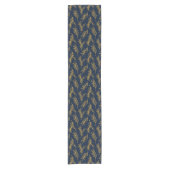 Navy und Gold Floral Sprig Kurzer Tischläufer (Vorderseite)