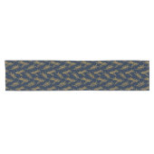 Navy und Gold Floral Sprig Kurzer Tischläufer (Horizontal)