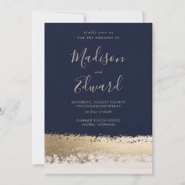 Navy und Gold Foil, Elegante Hochzeit Einladung