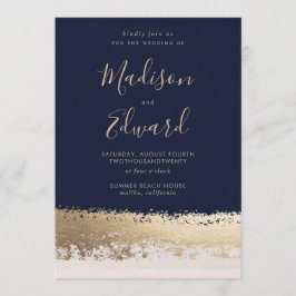 Navy und Gold Foil, Elegante Hochzeit Einladung