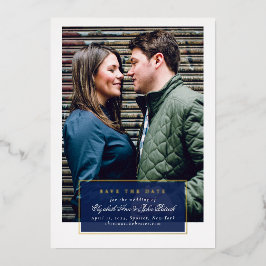 Navy und Gold Foil Script Save the Date Folieneinladung