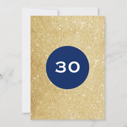 Navy und Gold Glitzer Überraschung Party Geburtsta Einladung (Rückseite)