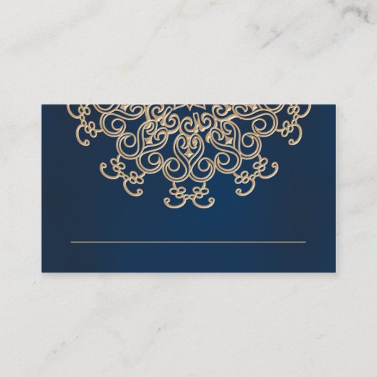 Navy und Gold Indianer Inspirierte Platzkarte (Vorderseite)