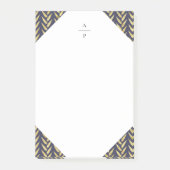 Navy und Gold Leaf Mit Monogramm Post-it Klebezettel (Vorderseite)