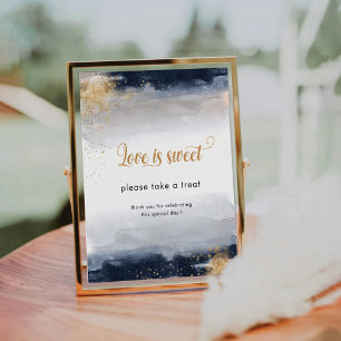 Navy und Gold Liebe ist ein süßes Zeichen Sockelschild