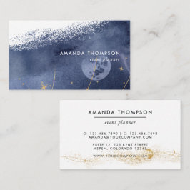Navy und Gold Lunar Brush Strokes Business Card Visitenkarte