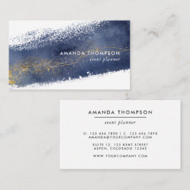 Navy und Gold Lunar Brush Strokes Business Card Visitenkarte