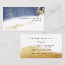 Navy und Gold Lunar Brush Strokes Business Card