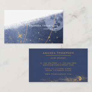 Navy und Gold Lunar Brush Strokes Business Card Visitenkarte