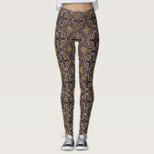 Navy und Gold Mandala Muster Leggings (Vorderseite)