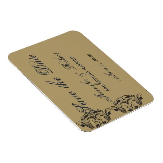 Navy und Gold Masquerade Save the Date Magnet (Rechte Seite)