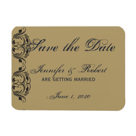Navy und Gold Masquerade Save the Date Magnet (Horizontal)